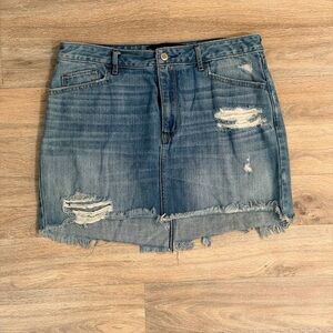 Distressed Denim Skirt